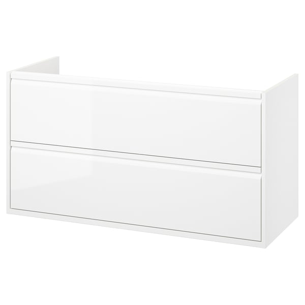 ÄNGSJÖN wash-stand with drawers, high-gloss white, 120x48x63 cm