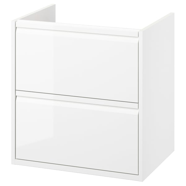 ÄNGSJÖN wash-stand with drawers, high-gloss white, 60x48x63 cm