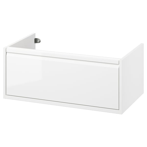 ÄNGSJÖN wash-stand with drawer, high-gloss white, 80x48x33 cm