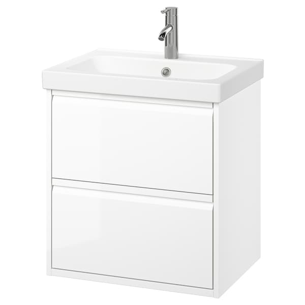 Ikea ÄNGSJÖN / ORRSJÖN - Washbasin/drawer/misc cabinet, glossy white,62x49x69 cm