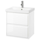 ÄNGSJÖN / ORRSJÖN wash-stnd w drawers/wash-basin/tap, high-gloss white, 62x49x69 cm