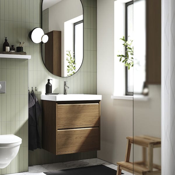 Ikea ÄNGSJÖN / ORRSJÖN - Washbasin/drawer/misc cabinet, oak-effect brown,62x49x69 cm