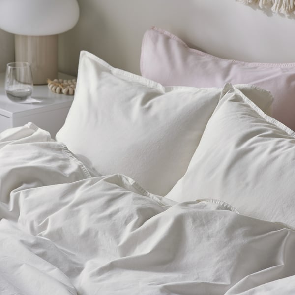 ÄNGSLILJA duvet cover and 2 pillowcases, white, 240x220/50x80 cm