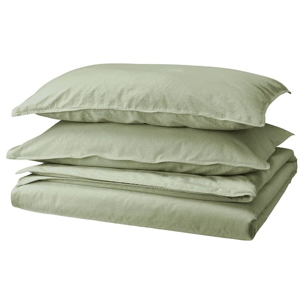 Ikea ÄNGSLILJA - Duvet cover and 2 pillowcases, grey-green, 240x220/50x80 cm