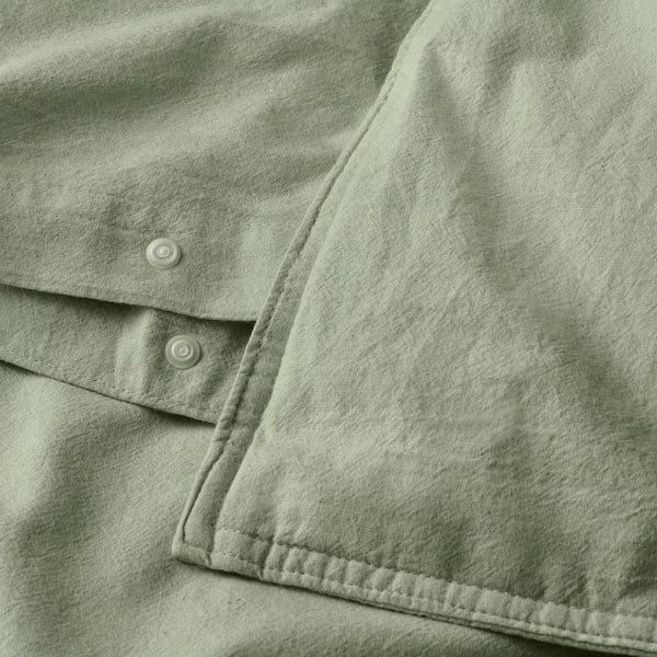 Ikea ÄNGSLILJA - Duvet cover and 2 pillowcases, grey-green, 240x220/50x80 cm