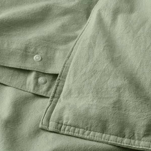 ÄNGSLILJA duvet cover and 2 pillowcases, grey-green, 240x220/50x80 cm