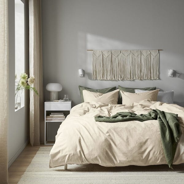 Ikea ÄNGSLILJA - Duvet cover and 2 pillowcases, natural, 240x220/50x80 cm
