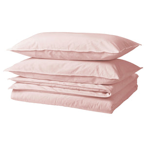 ÄNGSLILJA duvet cover and 2 pillowcases, light pink, 240x220/50x80 cm