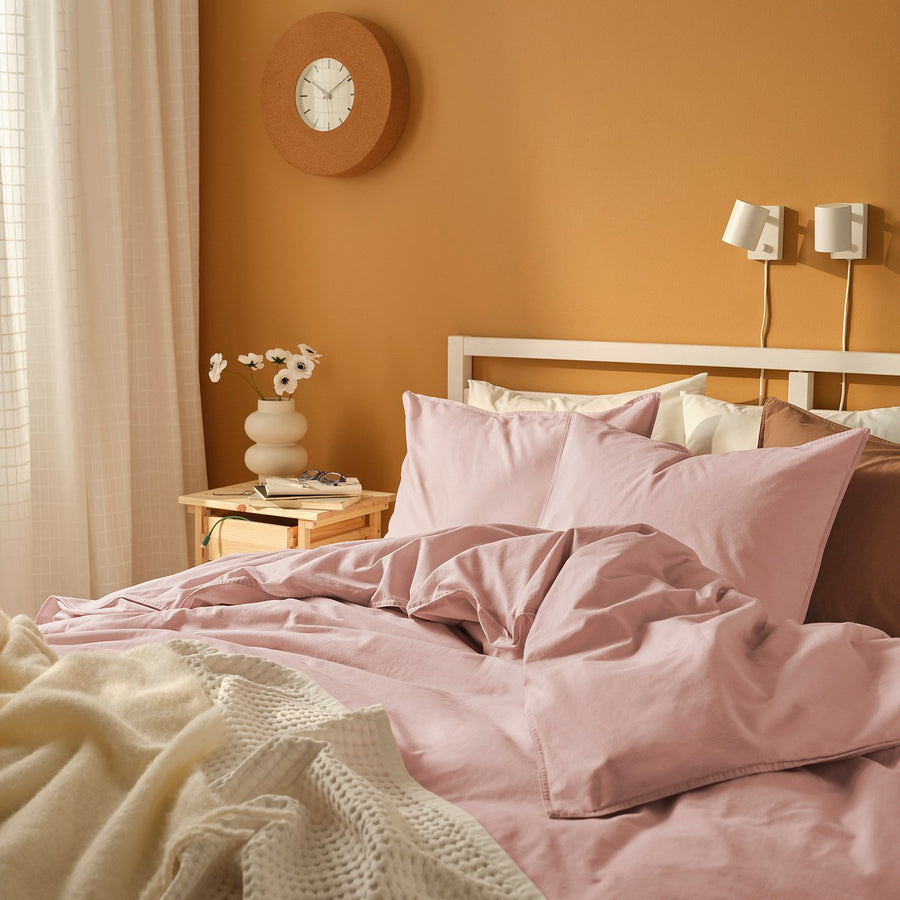 ÄNGSLILJA duvet cover and 2 pillowcases, light pink, 240x220/50x80 cm