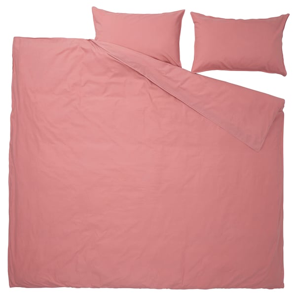 ÄNGSLILJA duvet cover and 2 pillowcases, dark pink, 240x220/50x80 cm