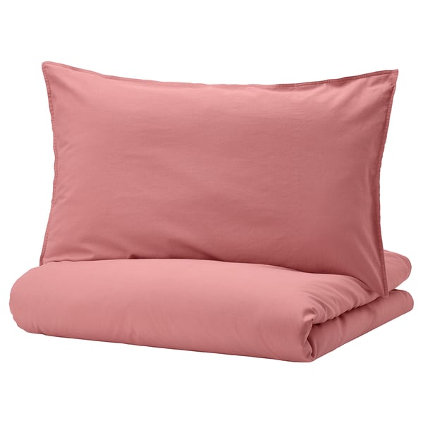ÄNGSLILJA duvet cover and 2 pillowcases, dark pink, 240x220/50x80 cm
