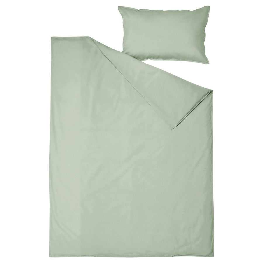 ÄNGSLILJA duvet cover and pillowcase, pale grey-green, 150x200/50x80 cm