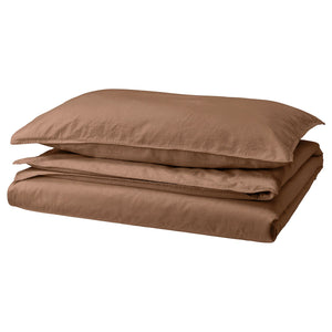 ÄNGSLILJA duvet cover and pillowcase, light brown, 150x200/50x80 cm