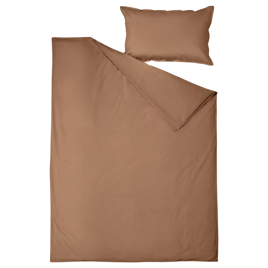 ÄNGSLILJA duvet cover and pillowcase, light brown, 150x200/50x80 cm