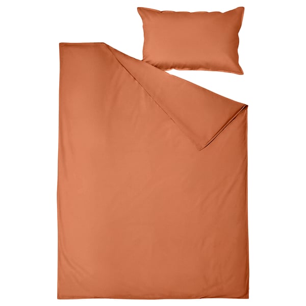 ÄNGSLILJA - Duvet cover and pillowcase, red-brown, 150x200/50x80 cm