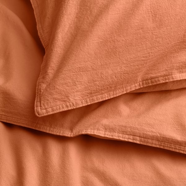 ÄNGSLILJA duvet cover and pillowcase, red-brown, 150x200/50x80 cm