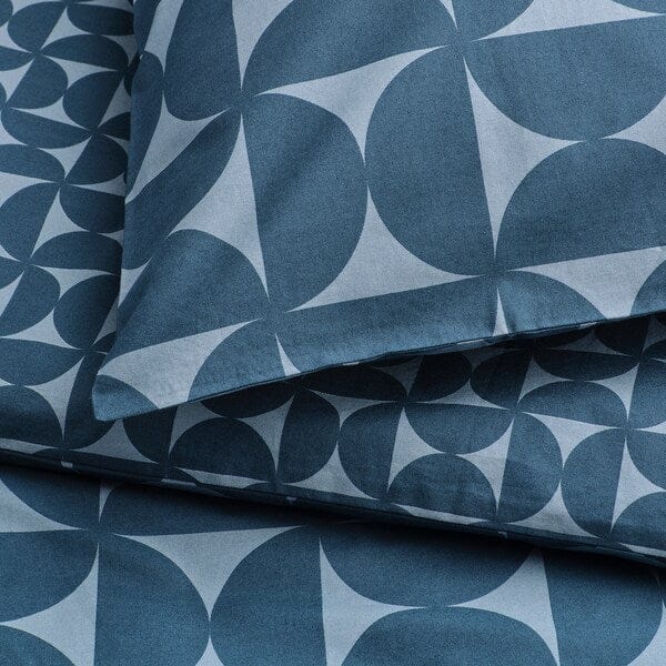 Ikea ÄNGSNEJLIKA - Duvet cover and 2 pillowcases, dark blue/light blue, 240x220/50x80 cm