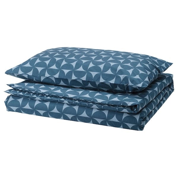 Ikea ÄNGSNEJLIKA - Duvet cover and pillowcase, dark blue/light blue, 150x200/50x80 cm