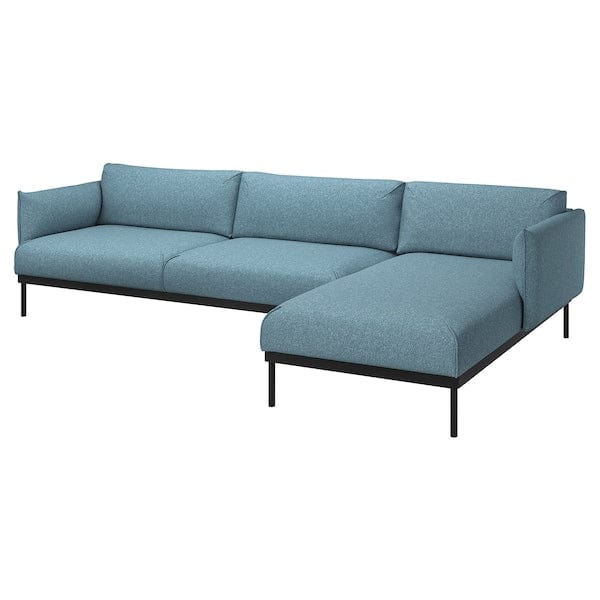 Ikea ÄPPLARYD - 4-seater sofa with chaise-longue, Gunnared blue