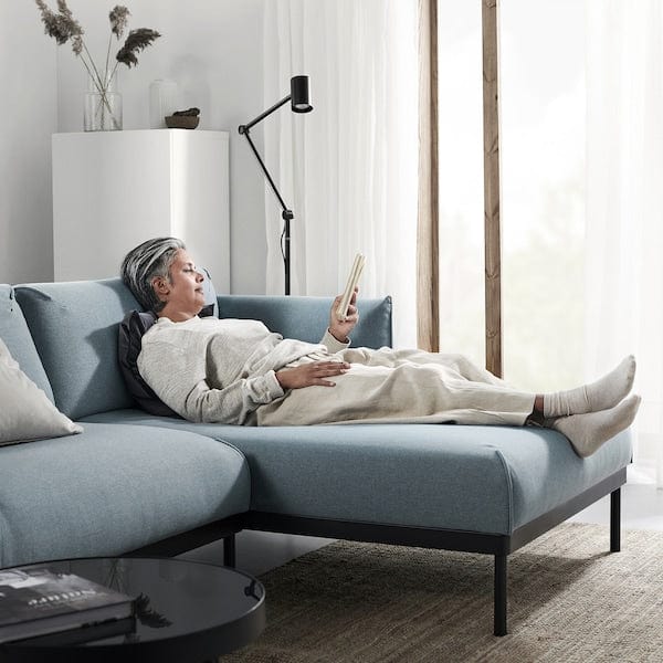 Ikea ÄPPLARYD - 4-seater sofa with chaise-longue, Gunnared blue