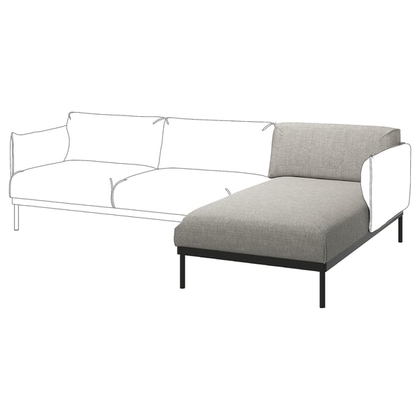 ÄPPLARYD chaise longue section, Lejde light grey, 93x82x162 cm