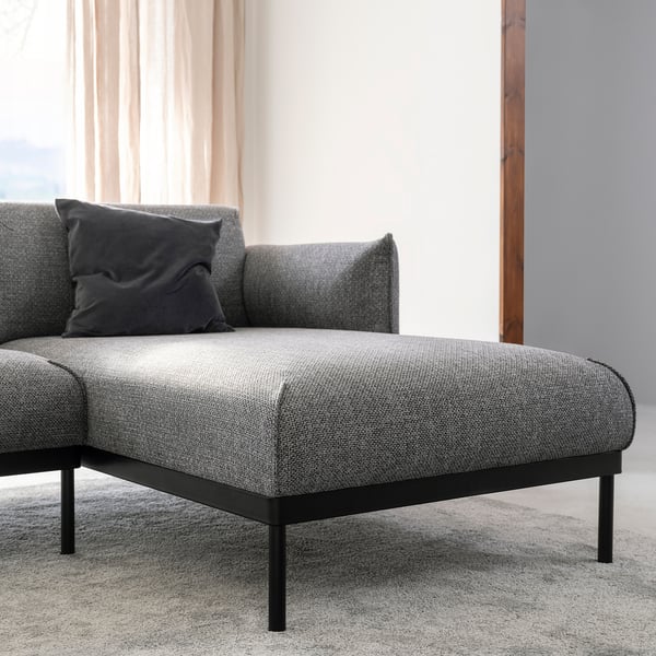 ÄPPLARYD chaise longue section, Lejde grey/black, 93x82x162 cm