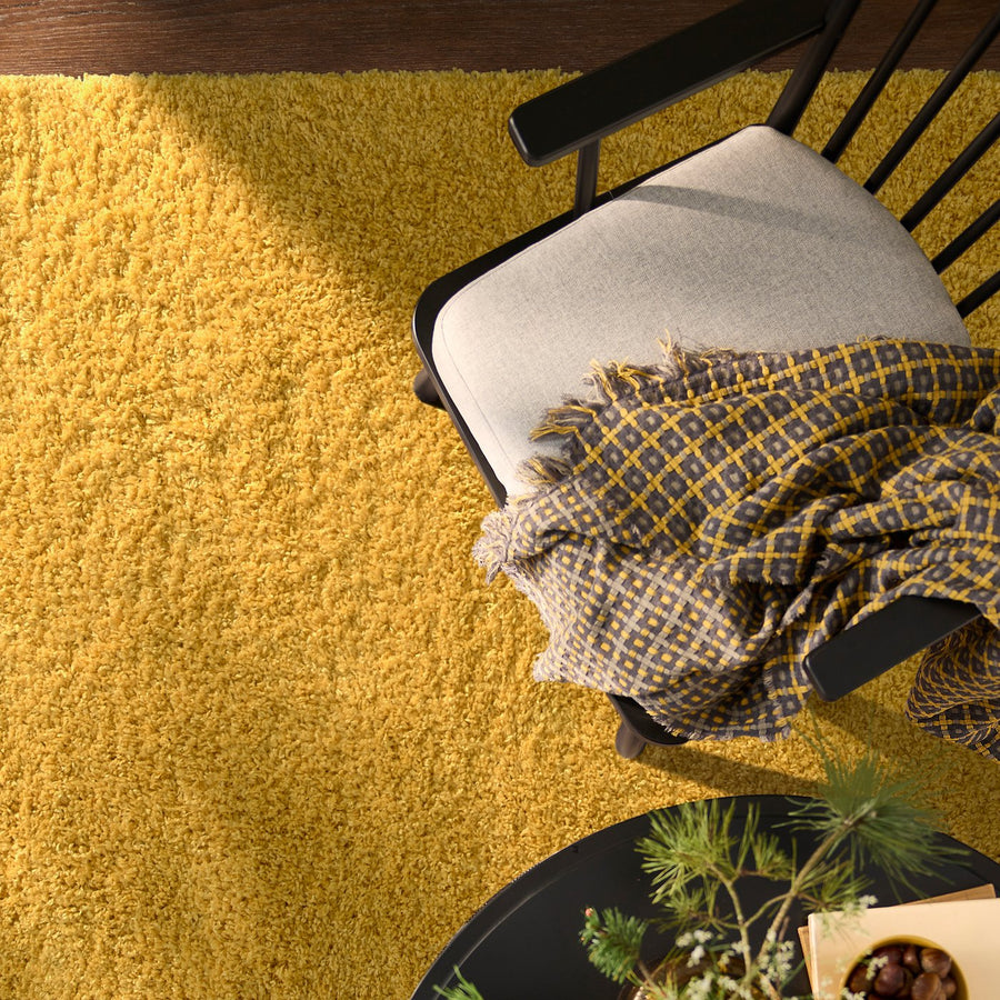 ÄRENDE rug, high pile, yellow, 30 mmx120 cm