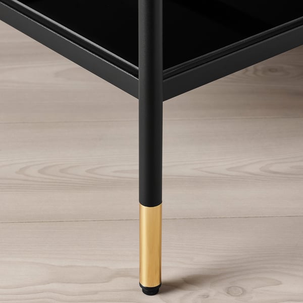 ÄSPERÖD coffee table, black/glass black, 115x58 cm