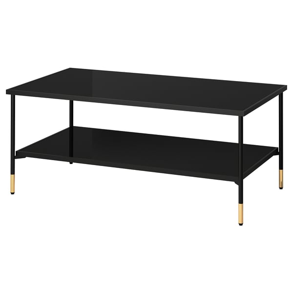 ÄSPERÖD coffee table, black/glass black, 115x58 cm