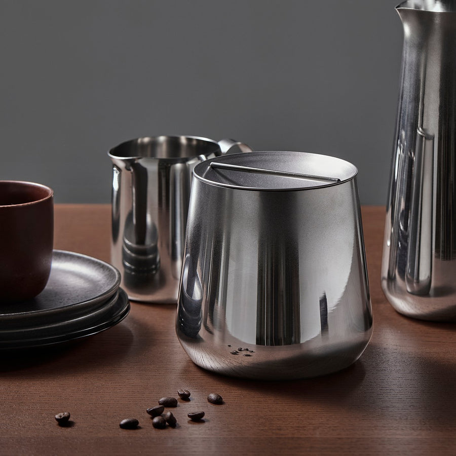 AFTONHAJ jar with lid, stainless steel, 13 cm