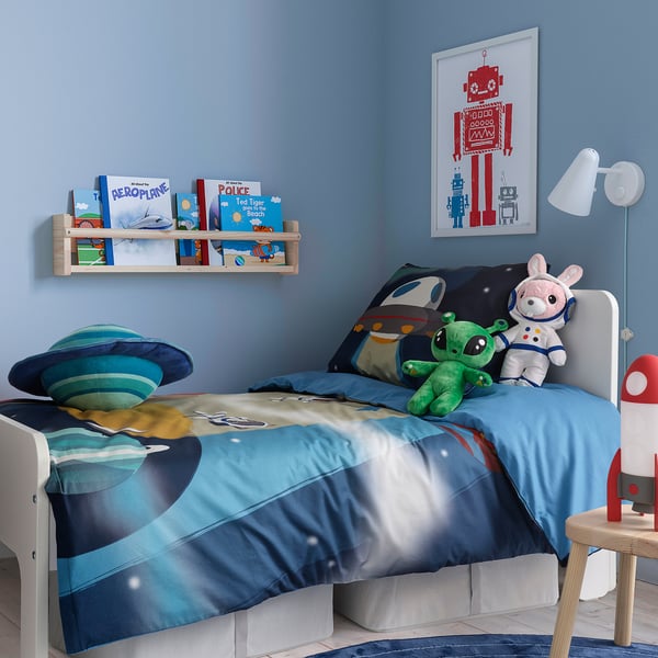 AFTONSPARV duvet cover and pillowcase, space/blue, 150x200/50x80 cm