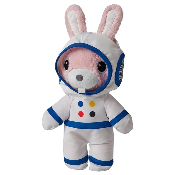 AFTONSPARV soft toy with astronaut suit, rabbit, 28 cm