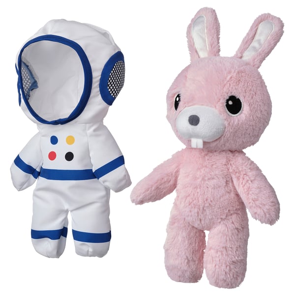 AFTONSPARV soft toy with astronaut suit, rabbit, 28 cm