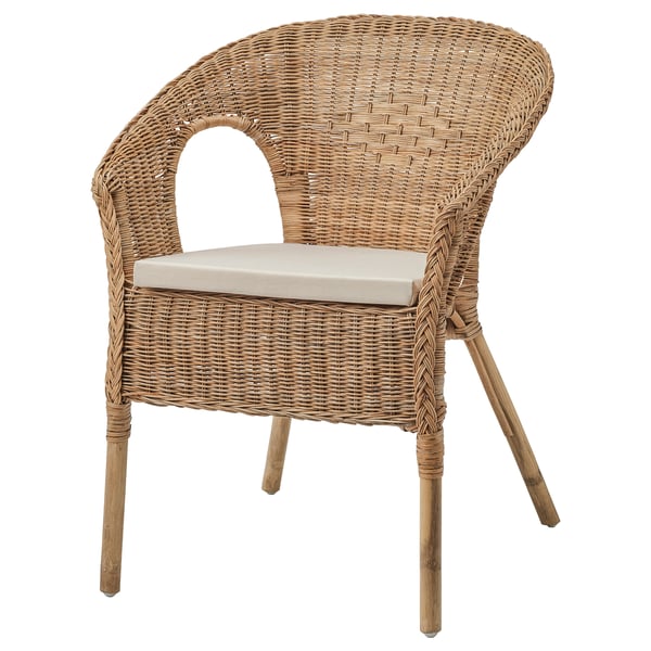 AGEN armchair with cushion, rattan/Norna natural, 58x79x56 cm