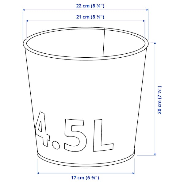 Ikea ÅKERBÄR - Plant pot, in/outdoor/galvanised, 19 cm