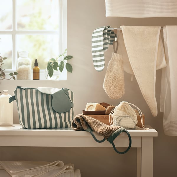 ÅKERRÄTTIKA - Reusable cleansing pads with bag, white/green