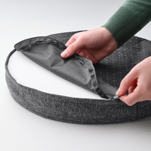 ÅKERVINDEFLY chair pad, dark grey, 38 cm