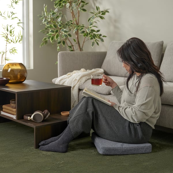 ÅKERVINDEFLY chair cushion, grey, 39/35x37x5 cm