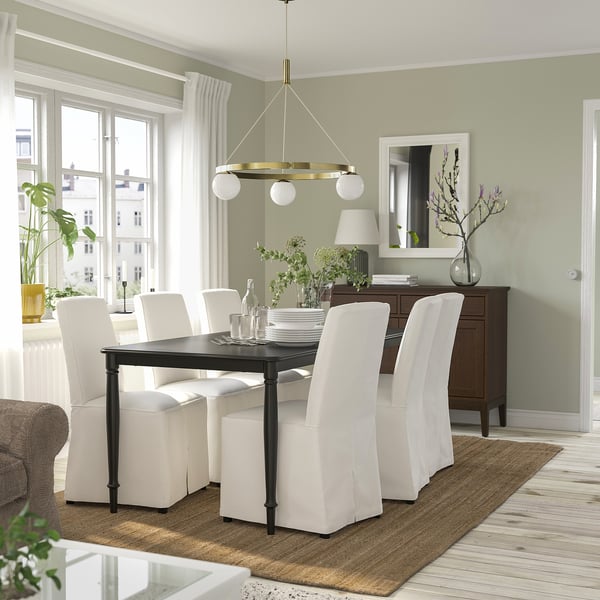 AKTERSPRING pendant lamp, opal white glass/brass-plated, 73 cm