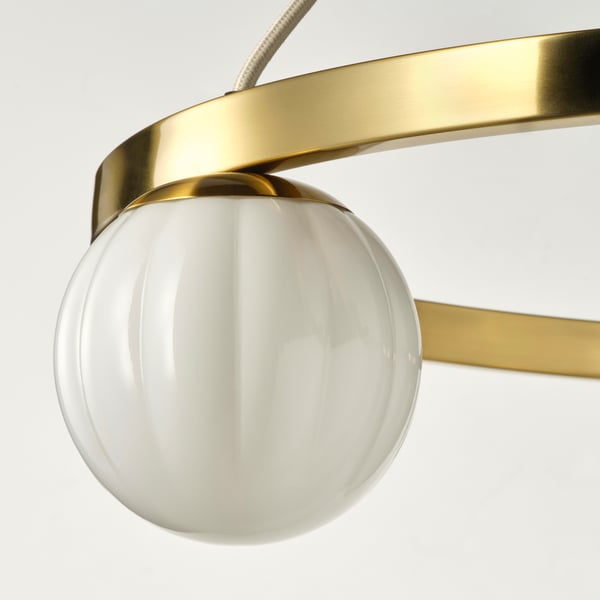 AKTERSPRING pendant lamp, opal white glass/brass-plated, 73 cm