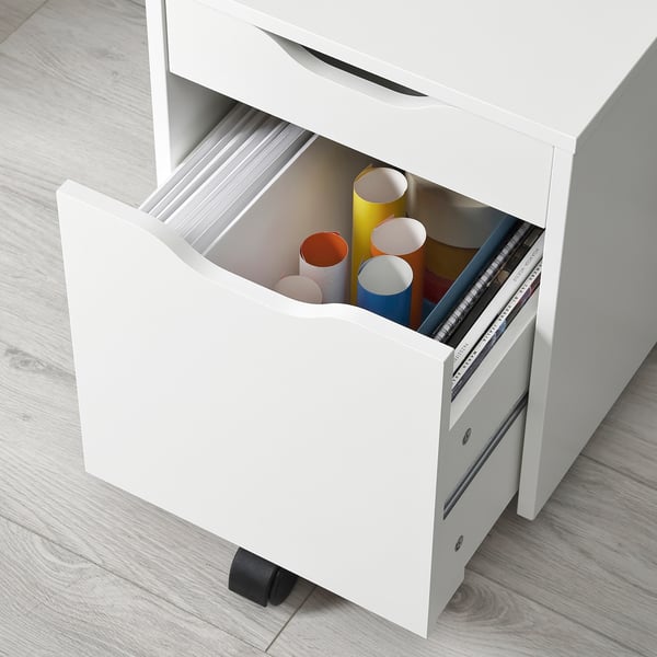 ALEX drawer unit on castors, white/black, 36x50 cm