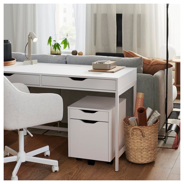 ALEX drawer unit on castors, white/black, 36x50 cm