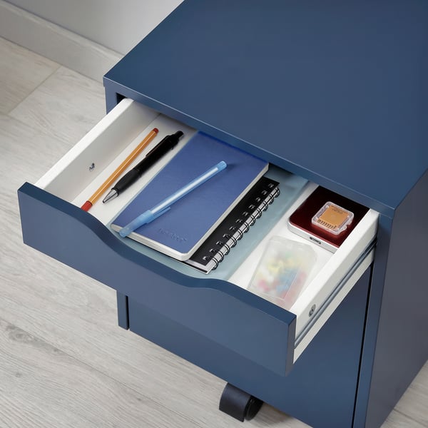 ALEX drawer unit on castors, black-blue/black, 36x50 cm