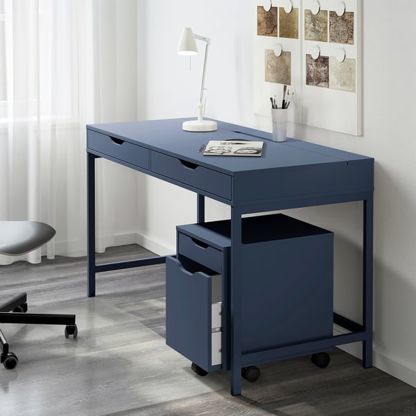 ALEX drawer unit on castors, black-blue/black, 36x50 cm