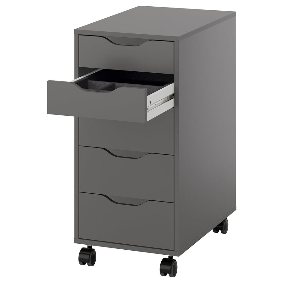 ALEX drawer unit on castors, with insert dark grey/black, 36x76 cm