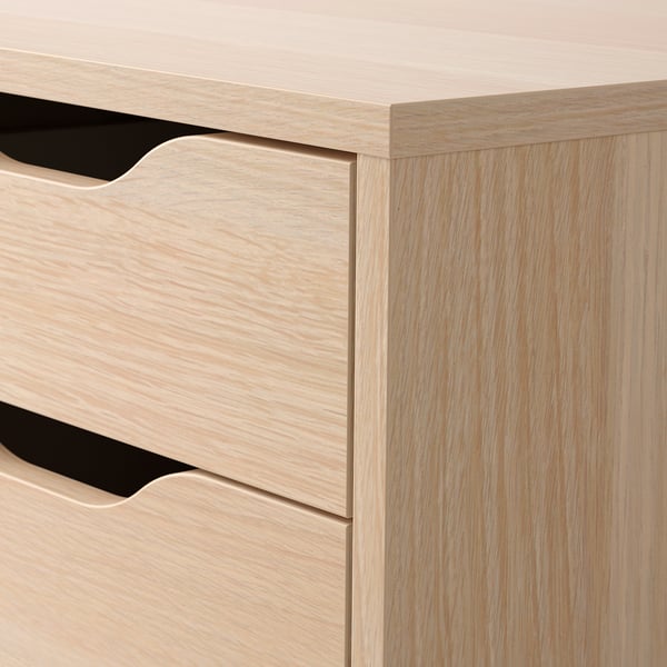 ALEX drawer unit on castors, white stained oak effect/black, 36x76 cm