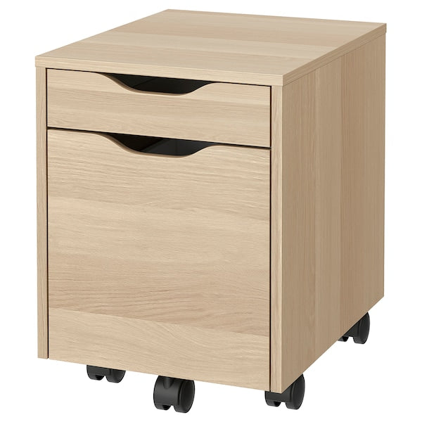 ALEX drawer unit on castors, white stained oak effect/black, 36x50 cm