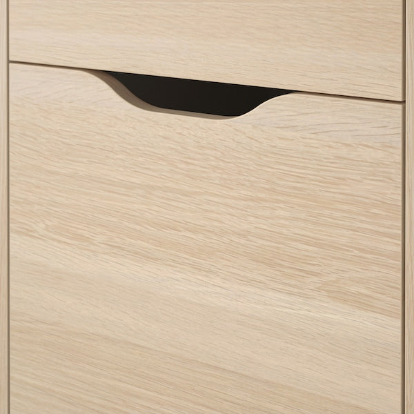 ALEX drawer unit on castors, white stained oak effect/black, 36x50 cm