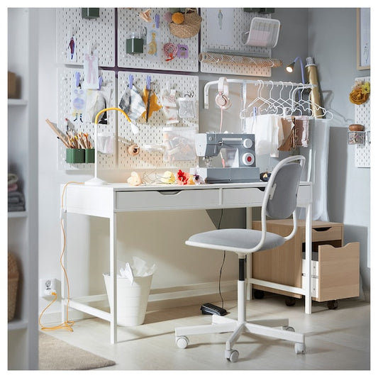 ALEX drawer unit on castors, white stained oak effect/black, 36x50 cm