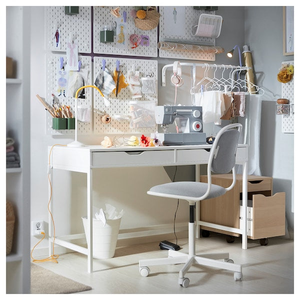 ALEX drawer unit on castors, white stained oak effect/black, 36x50 cm